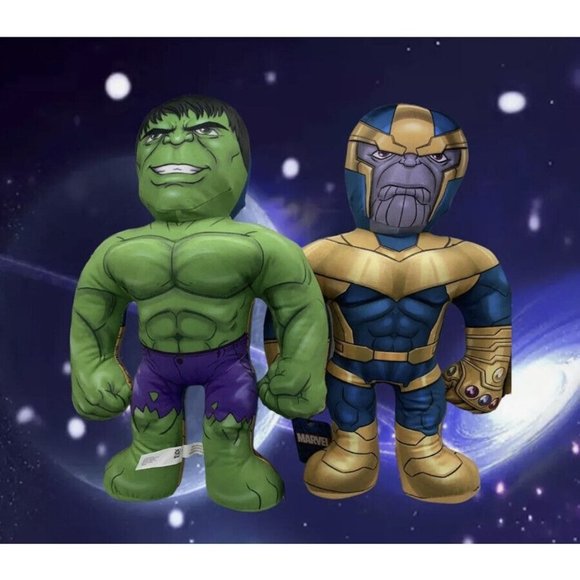 THANOS & HULK  2in1 Marvel Half Ems 18" Tall /Double Sided Plush Toy  New W/Tags - Picture 1 of 6